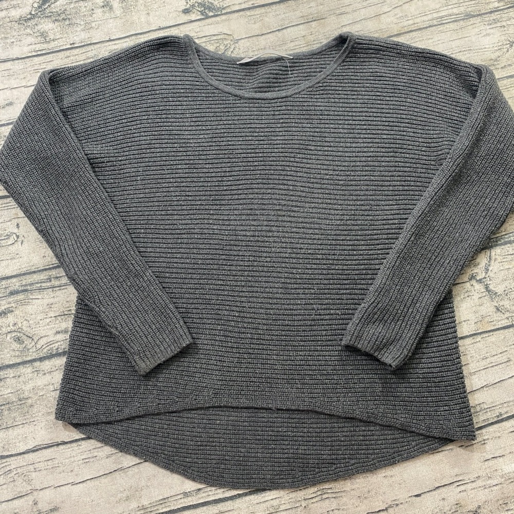 Athleta Huntly Wool Blend Pullover Sweater Womens Size L Gray Ribbed Heavy‎